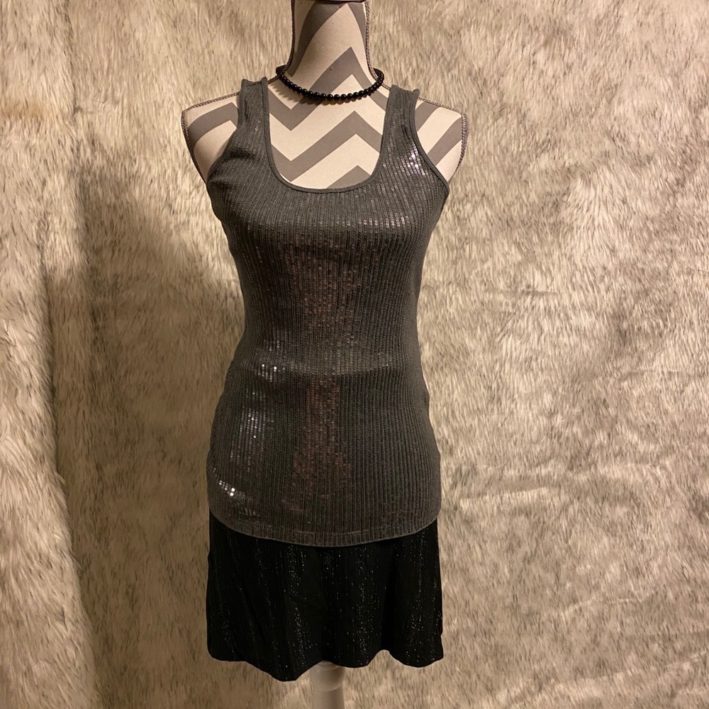 Gray Sequin Tank Top